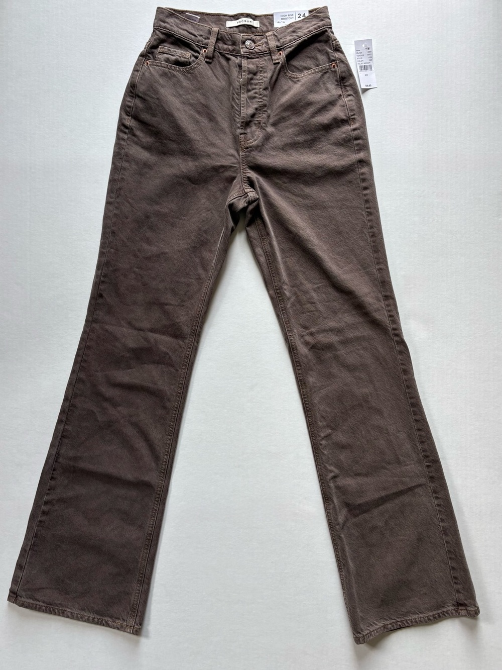 PacSun NWT High Rise Bootcut Brown Jeans Size 24 Retro Flare